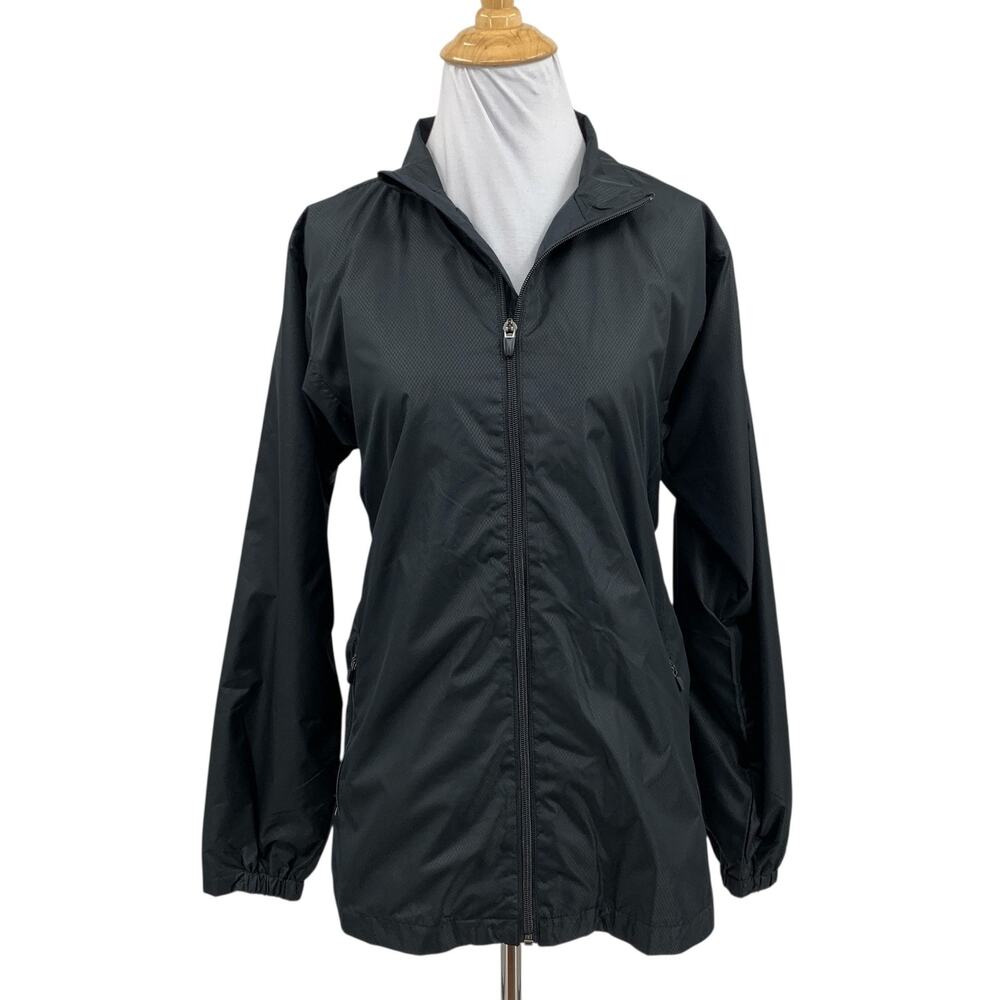 Page & Tuttle Jacket Womens Large Black Windbreaker Water Resistant Zip Up Golf